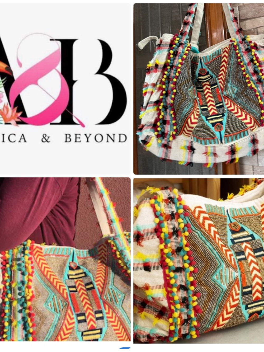 America & Beyond | Impala Hand Beaded Tote Bag
